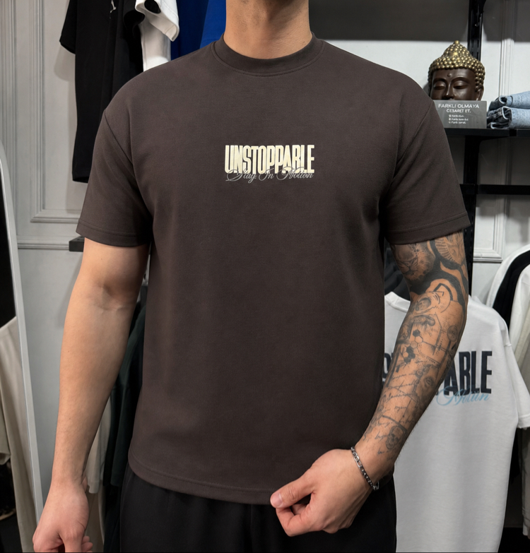 Barch Fashion “Unstoppable” T-Shirt (Kahverengi)