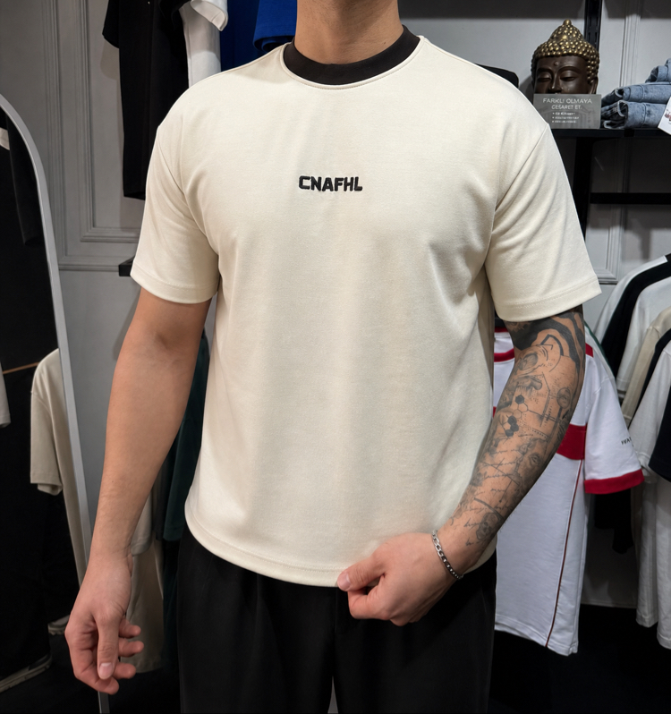 Barch Fashion “CNAFHL” T-Shirt (Krem)