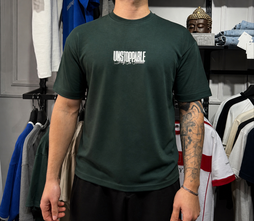 Barch Fashion “Unstoppable” T-Shirt (Koyu Yeşil)