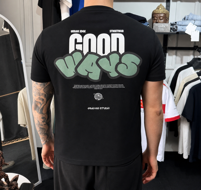 Barch Fashion “Good Ways” T-Shirt (Siyah)