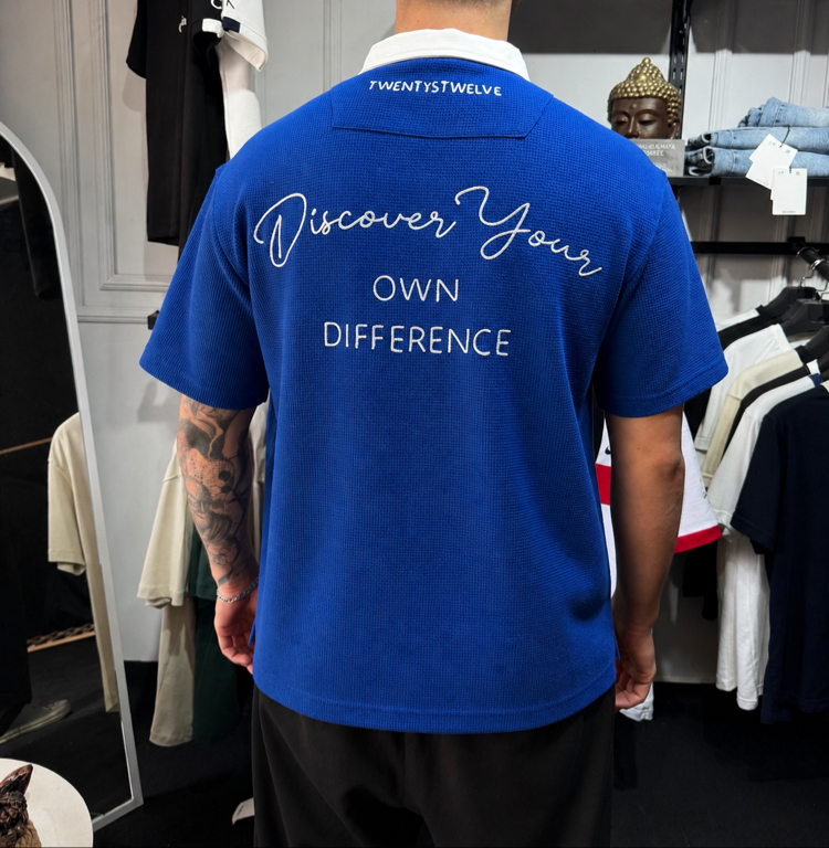 Barch Fashion Yarı Oversize Polo T-Shirt (Saks Mavi)