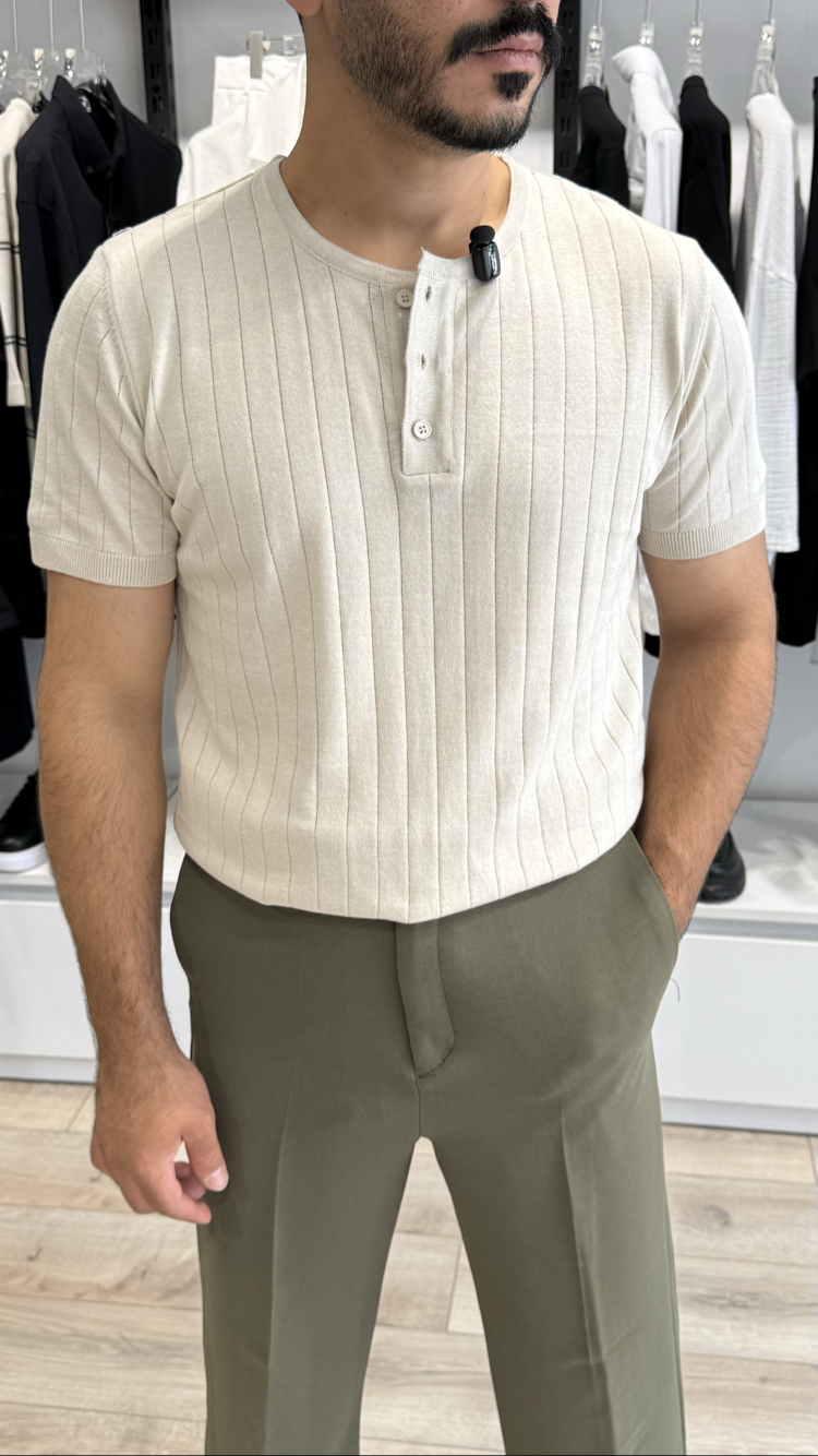 Henley Yaka Bej Triko