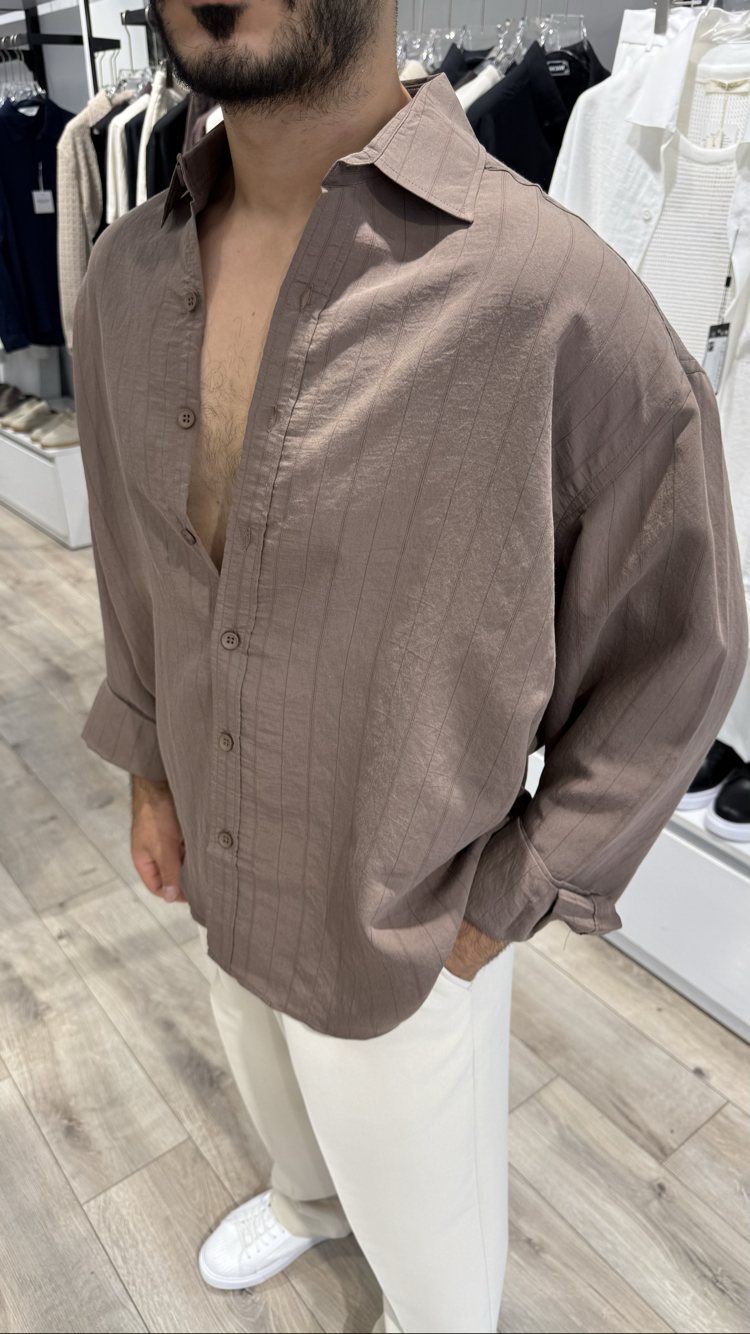 Modal Gömlek Çizgili Oversize