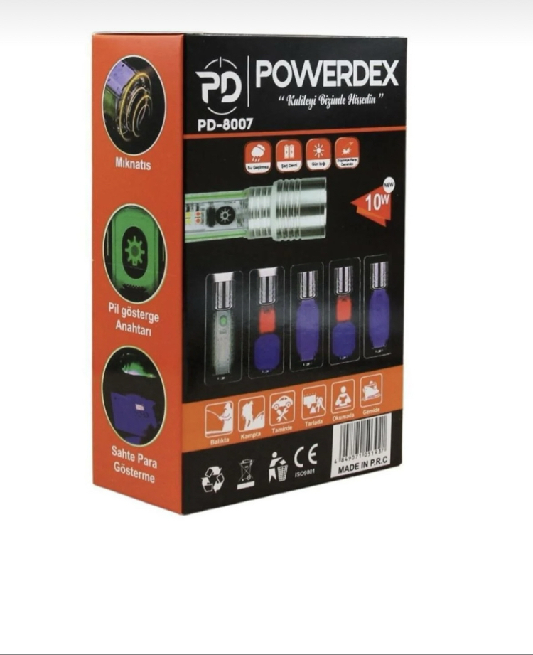 Powerdex Pd-8007 10w 1000 Lümen Çakarlı El Feneri 