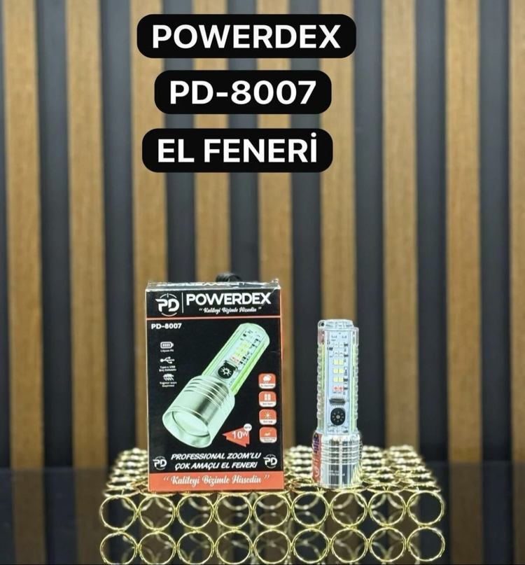 Powerdex Pd-8007 10w 1000 Lümen Çakarlı El Feneri 