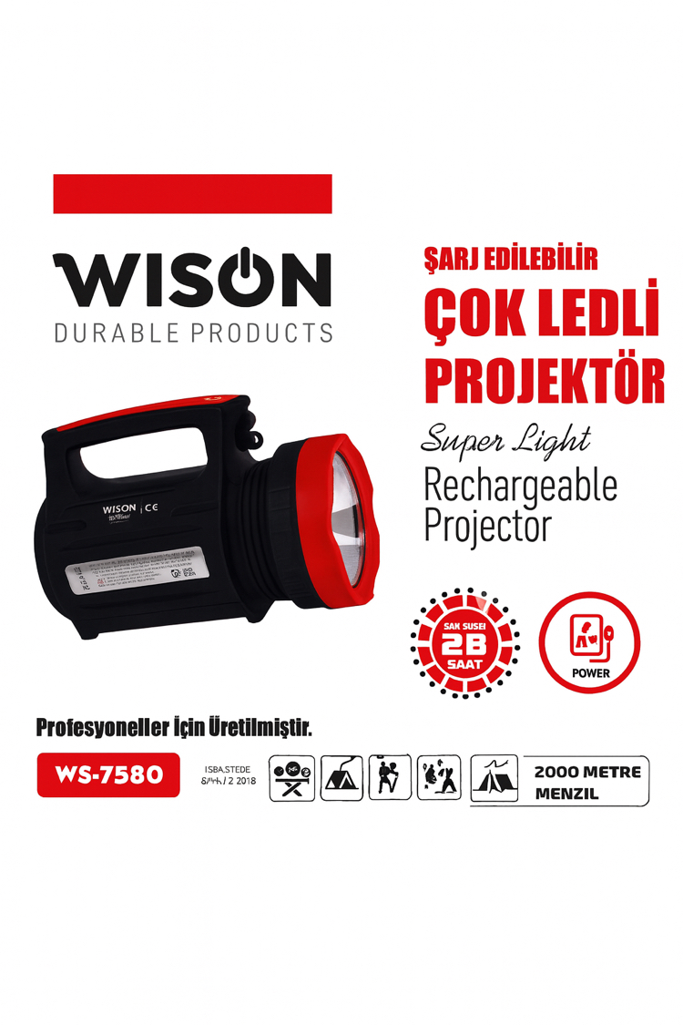 Wison Ws-3580 Şarj Edilebilir Çok Ledli Projektör