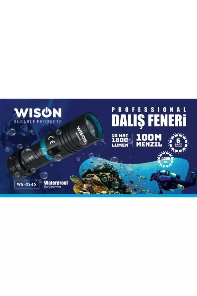 Wison Ws-4545 1800 Lümen 10 W Profesyonel Dalış Feneri