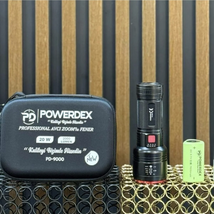 Powerdex PD-9000 2000 Lümen 20 W Profesyonel Avcı Zoomlu Fener