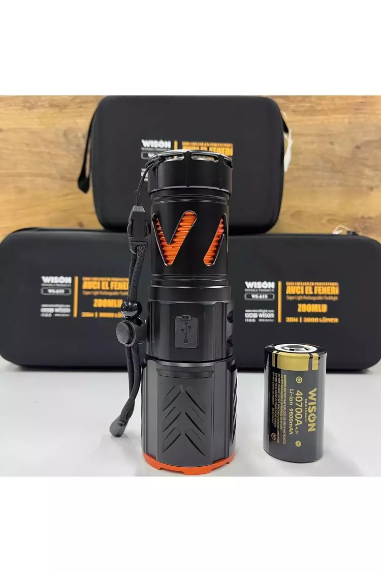 Wison Ws-615 3000 Lümen 30 W Profesyonel Zoomlu Avcı El Feneri