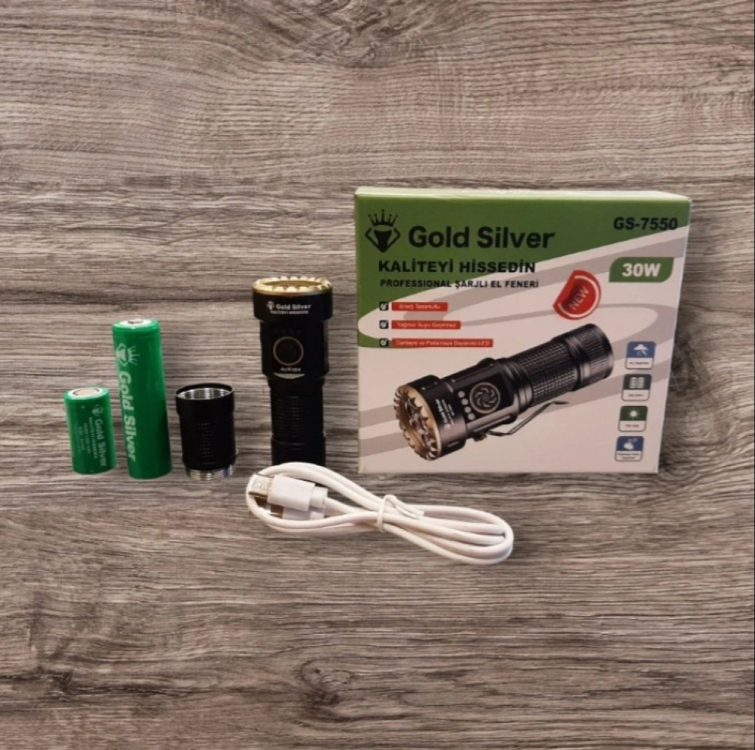 Gold Silver Gs-7550 30W Mini Fonksiyonel El Feneri