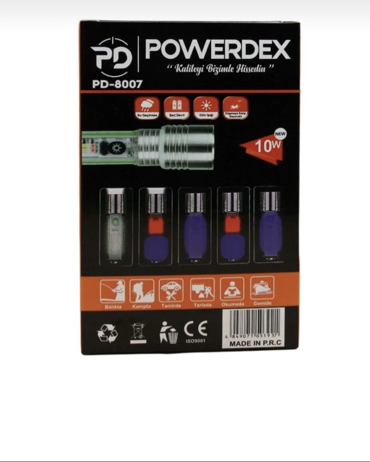 Powerdex Pd-8007 10w 1000 Lümen Çakarlı El Feneri 