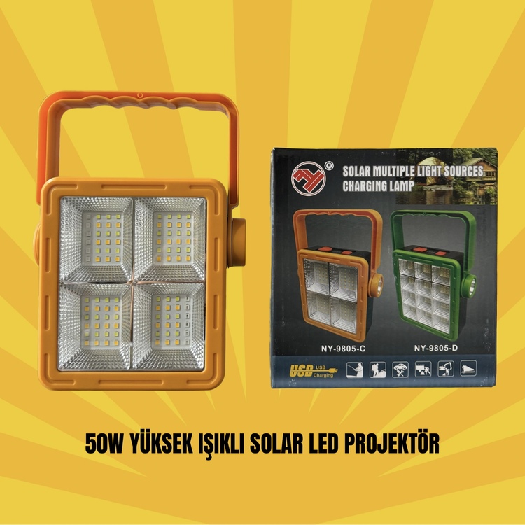 Solar Şarjlı LED Projektör Kamp Lambası