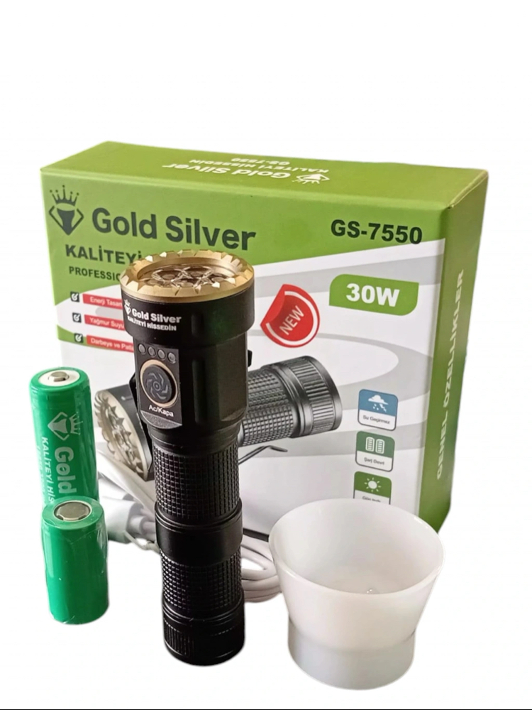 Gold Silver Gs-7550 30W Mini Fonksiyonel El Feneri