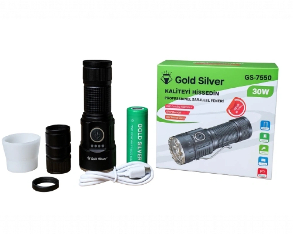 Gold Silver Gs-7550 30W Mini Fonksiyonel El Feneri