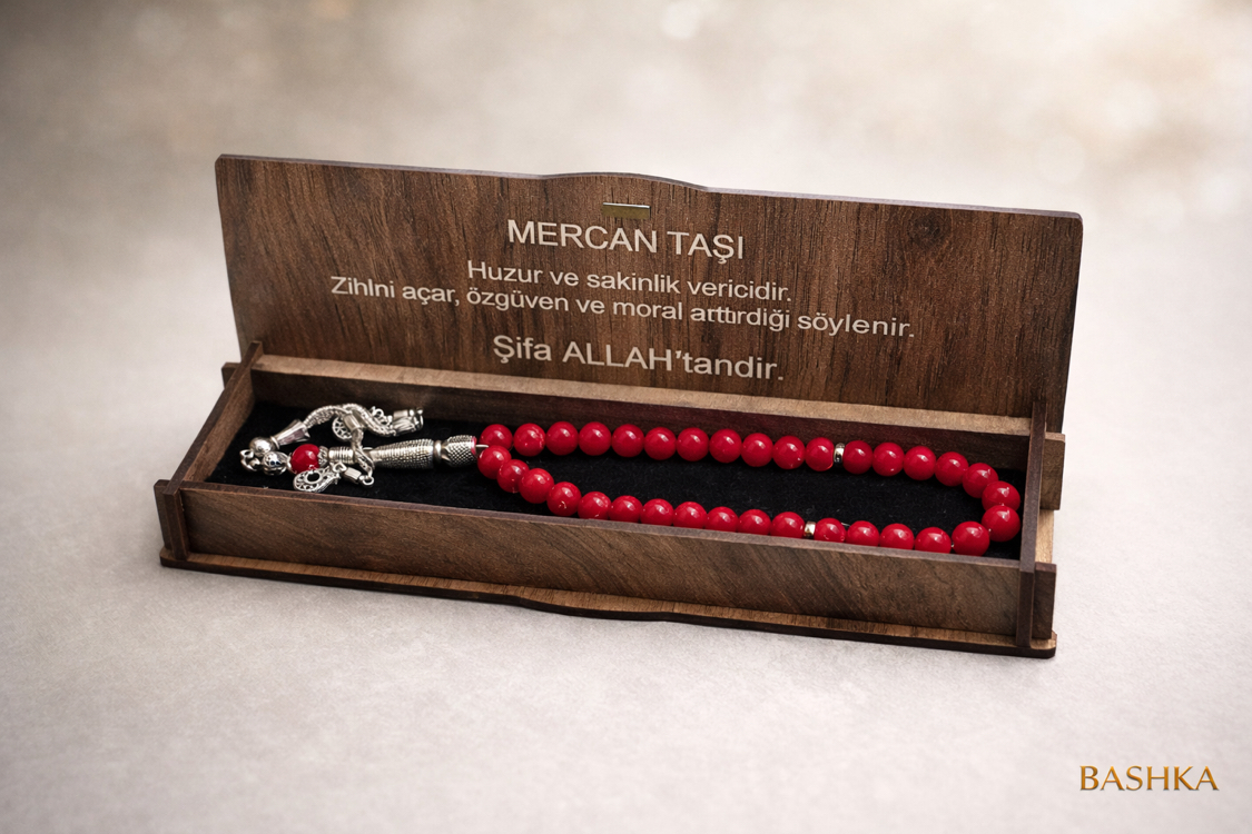 Mercan Taşı Kutulu Tespih