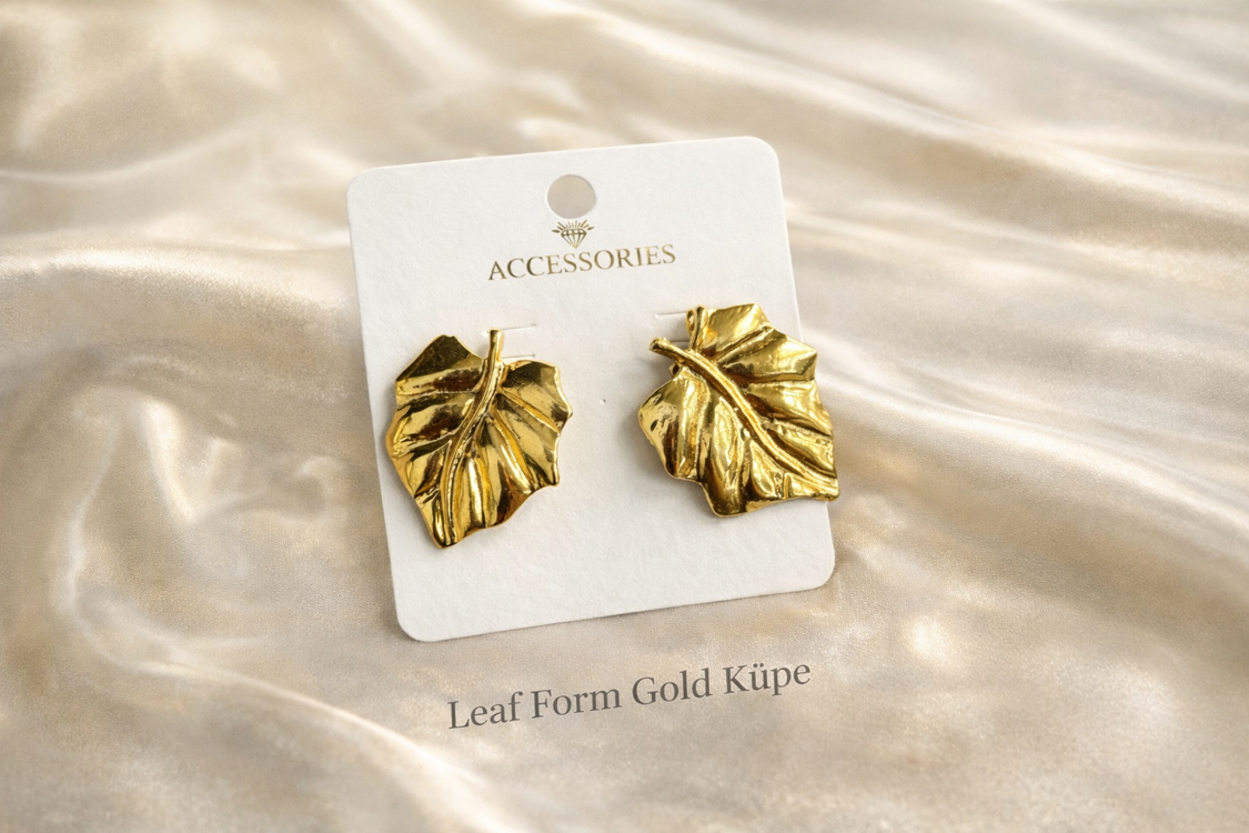 Leaf Form Gold Küpe