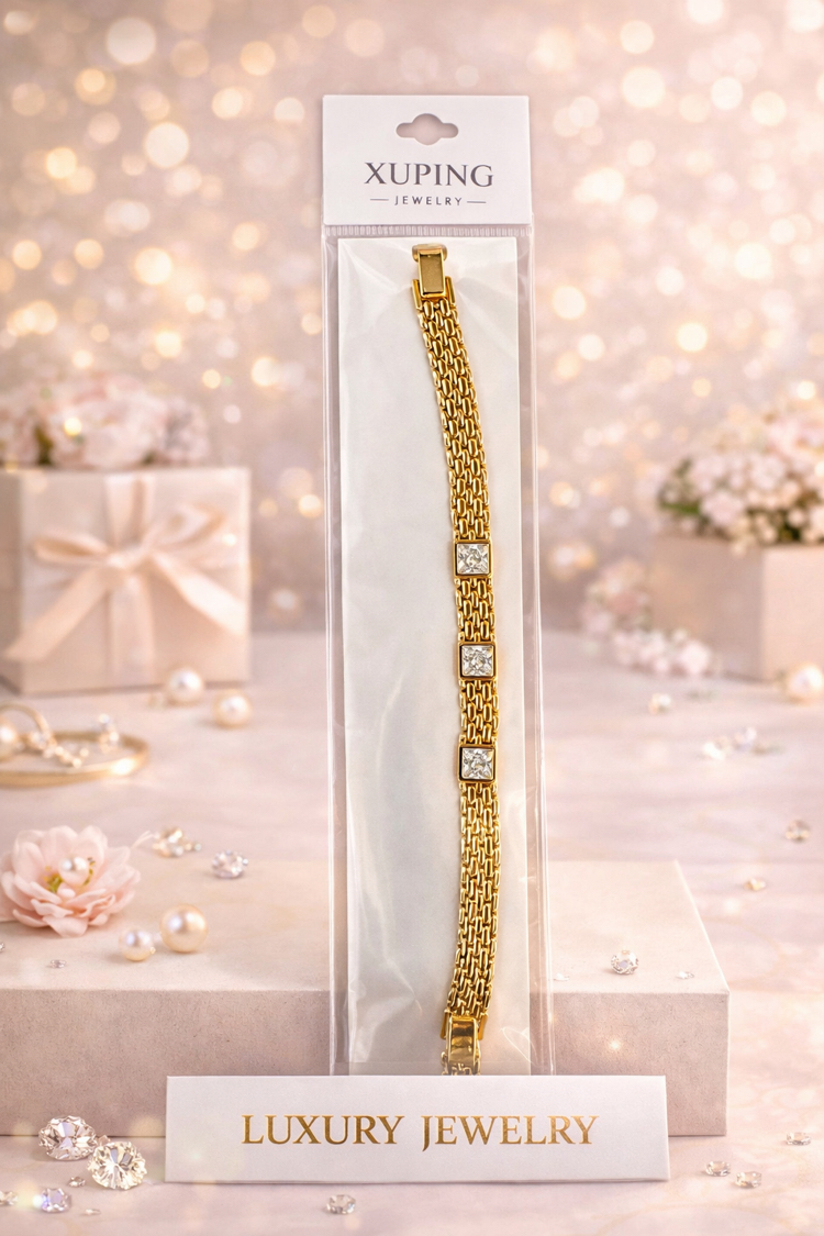 Baget taşlı Vip Gold Bileklik