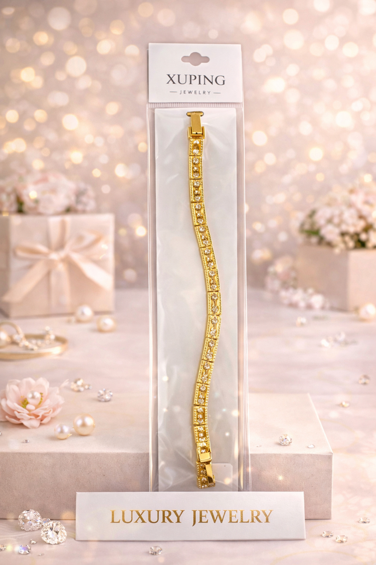 Kare zirkon taşlı gold Vip Bileklik