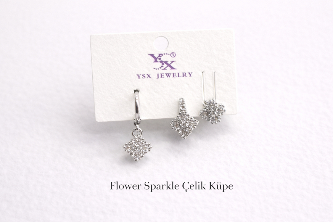 Flower Sparkle Çelik Küpe