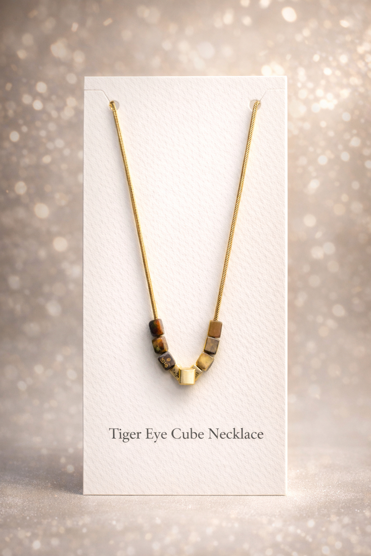 Tiger Eye Cube Kolye
