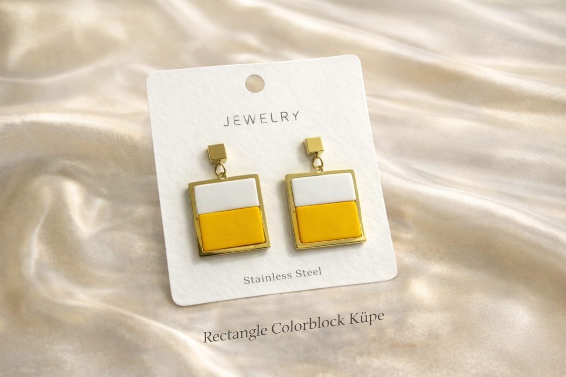 Rectangle Colorblock Küpe