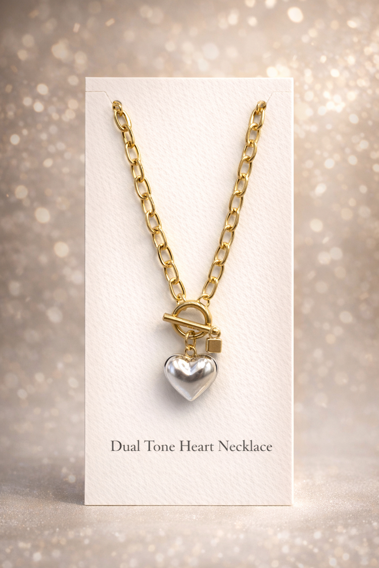 Duol Tone Heart Kolye