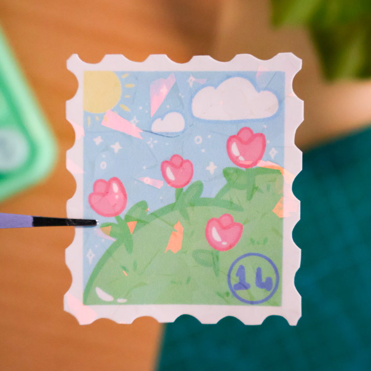 Hologramlı Lale Pul Sticker