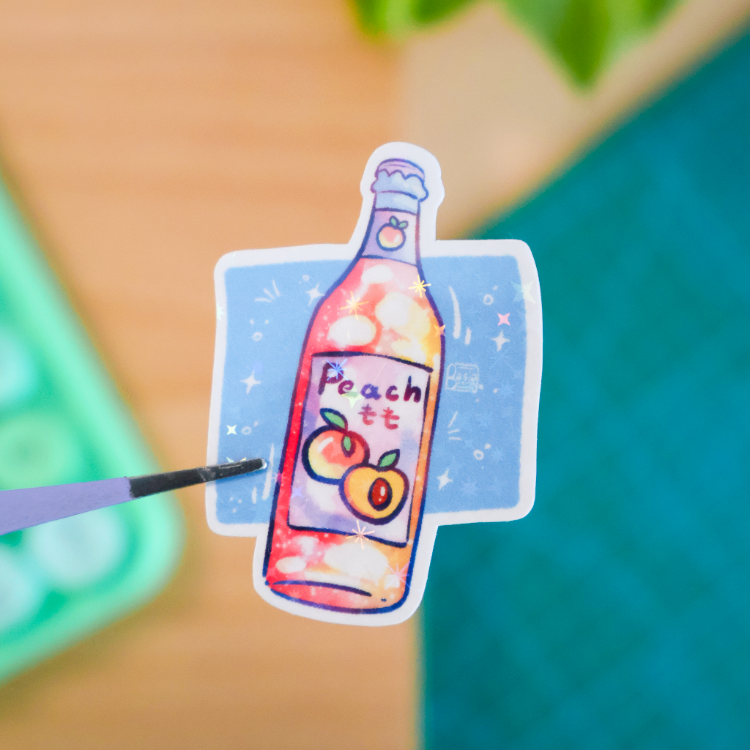 Minik Peach Soda Hologram Sticker