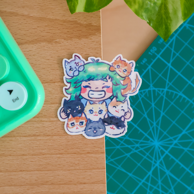 Basia With Cats Hologram Sticker