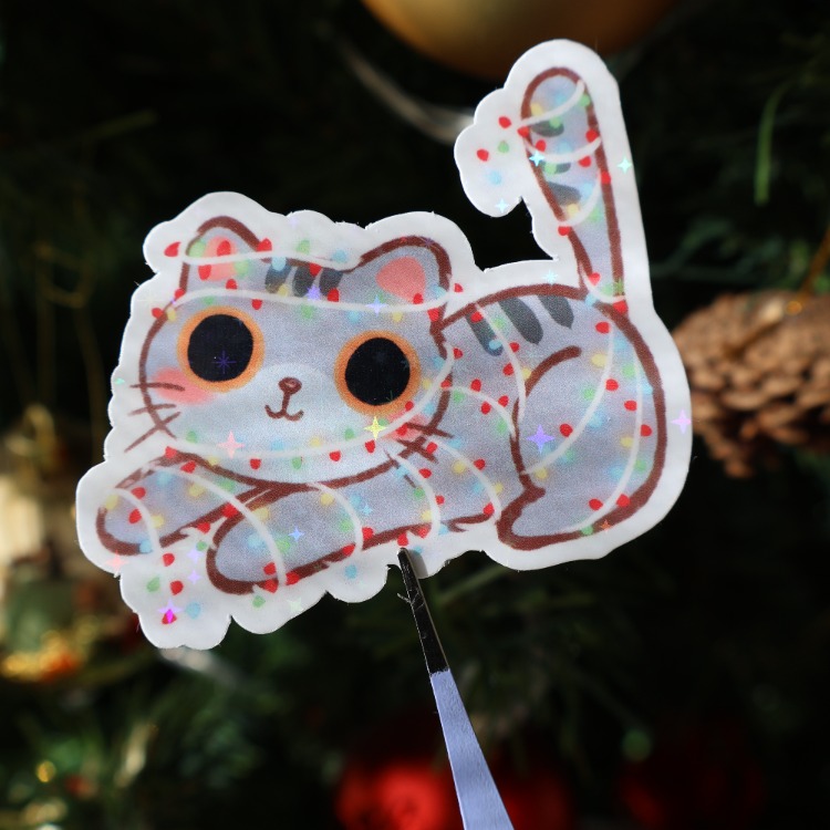 Hologram Işıklı Kedi Sticker