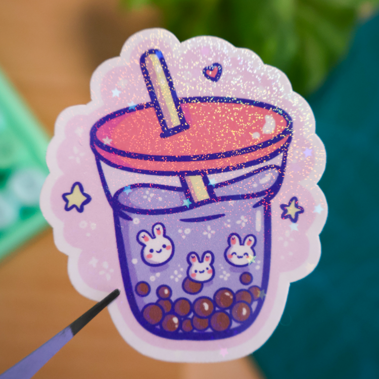 Hologram Boba Tea Sticker