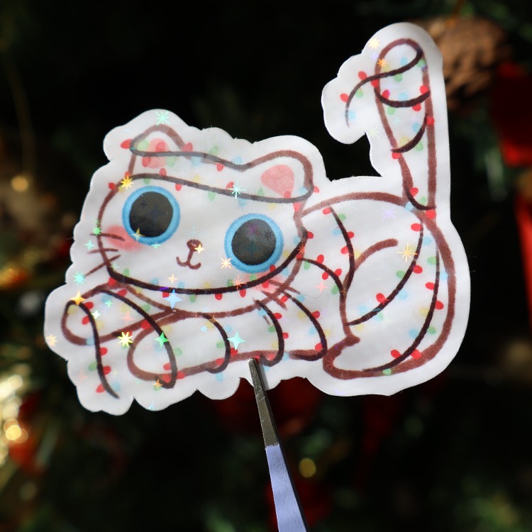 Hologram Işıklı Kedi Sticker