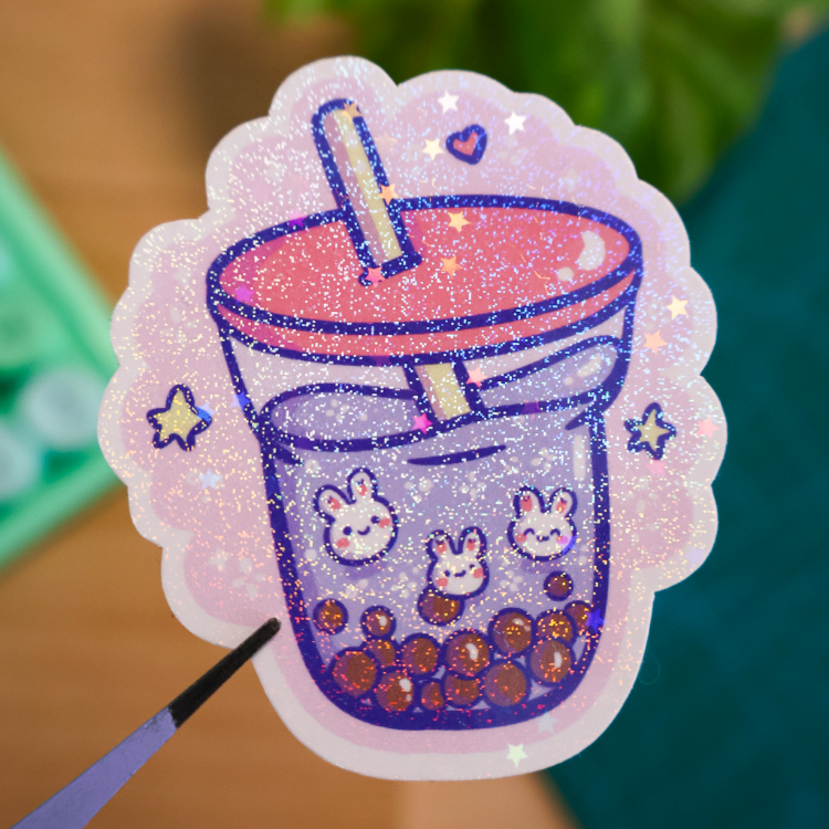 Hologram Boba Tea Sticker