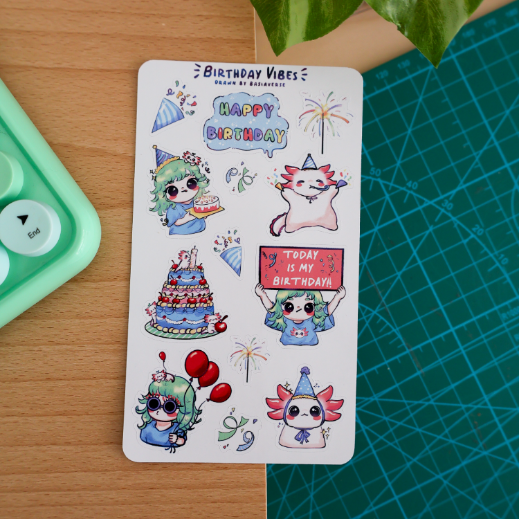 Birthday Vibes Sticker Sayfası