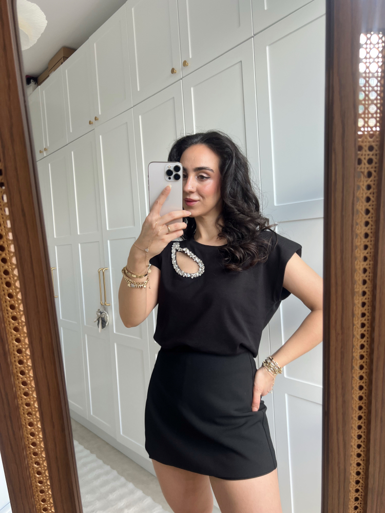 Oval Taşlı Tshirt