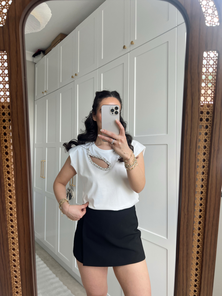 Oval Taşlı Tshirt