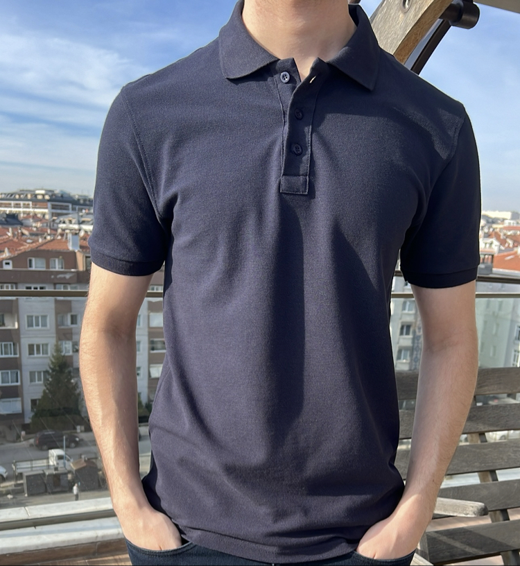 Lacivert Polo Yaka - 190 GSM pike kumaş