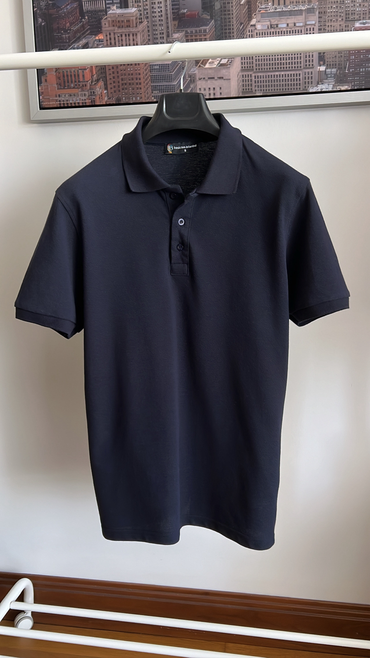 Lacivert Polo Yaka - 190 GSM pike kumaş