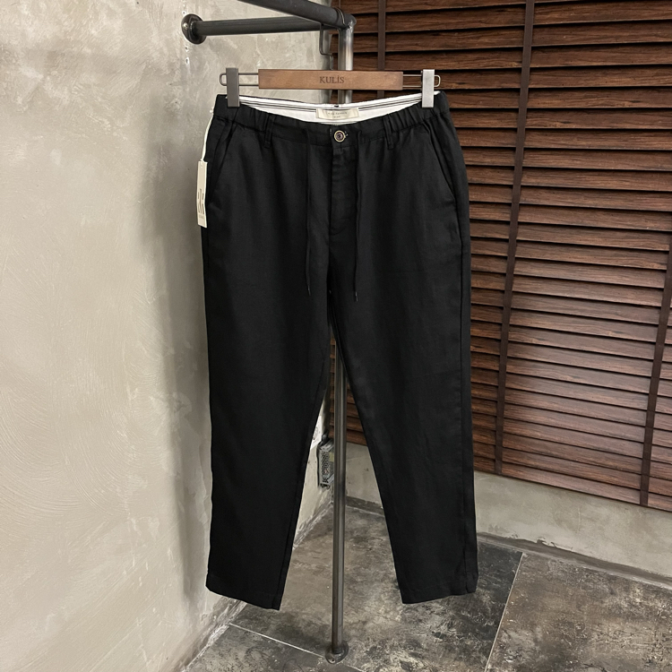 Rich famous keten pantolon siyah