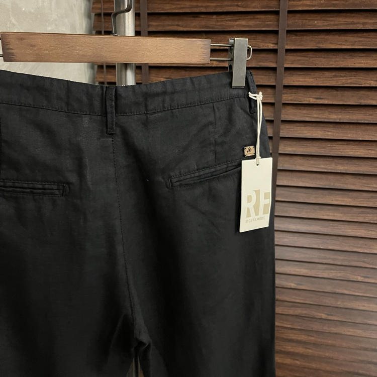 Rich famous keten pantolon siyah