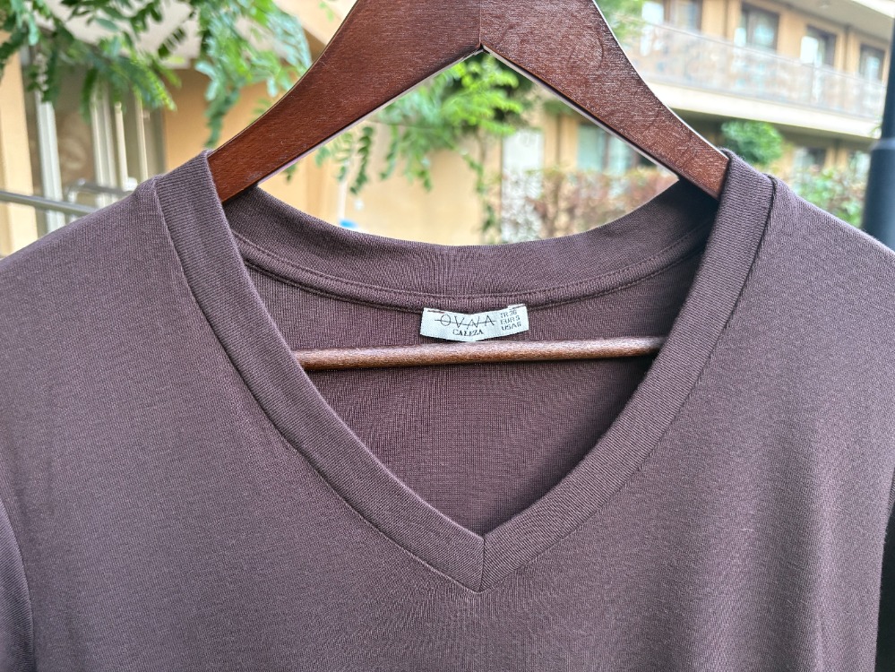 Premium Relax Fit V Yaka Tişört Acı Kahve 