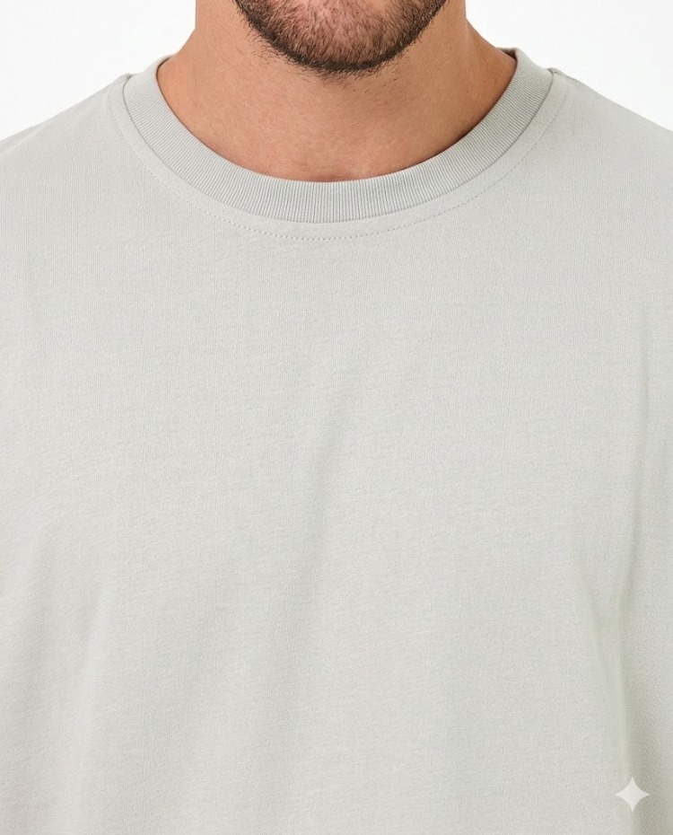 Premium Essential Unisex  Gri  Yarım Oversize Tişört