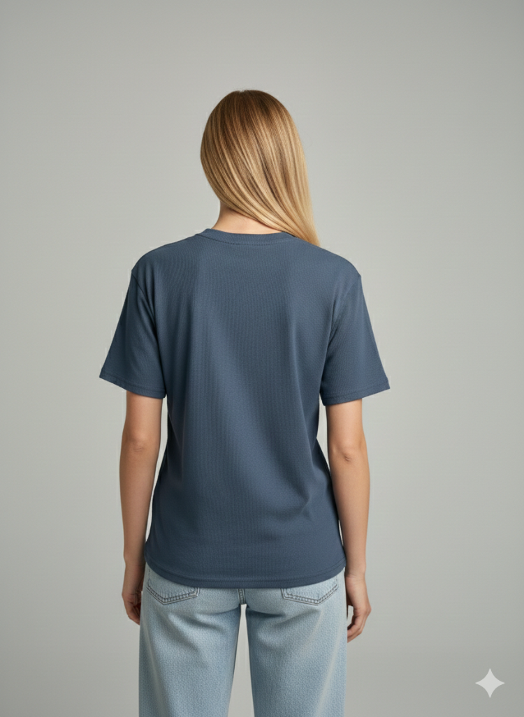 Premium Heavy Unisex Indigo Mavi Basic Tişört