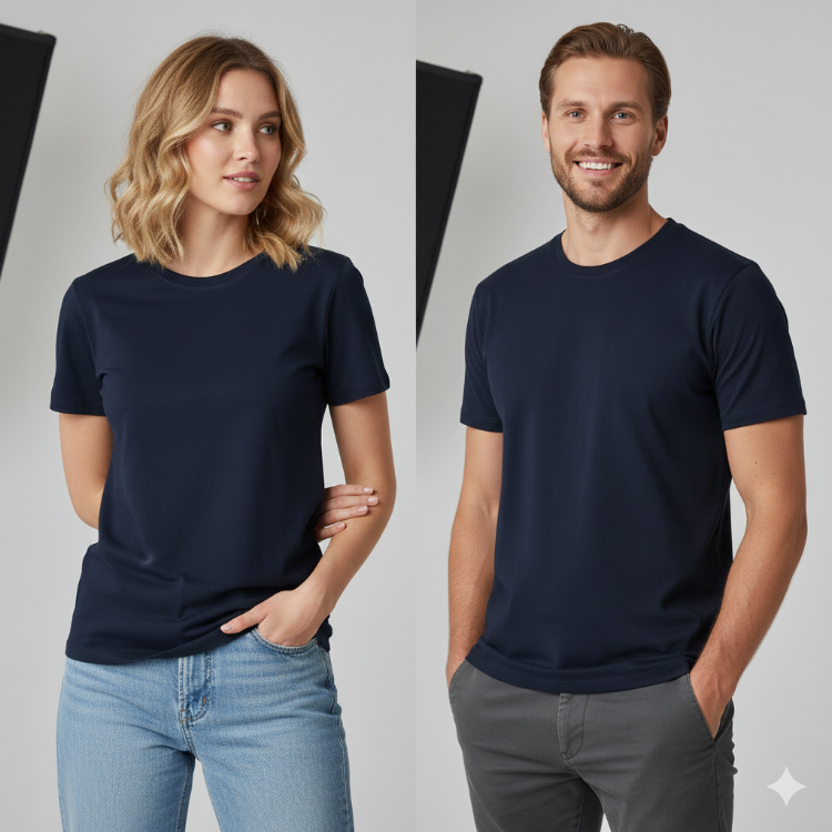Premium Touch Unisex Koyu Lacivert Basic Tişört