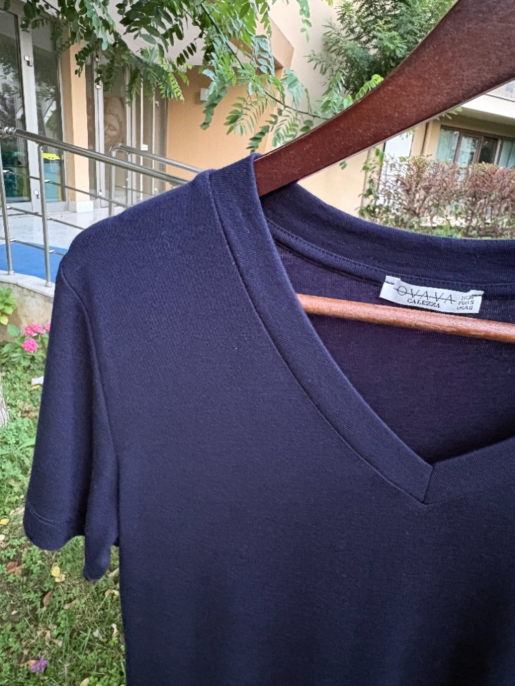 Premium Relax Fit V YakaTişört Lacivert