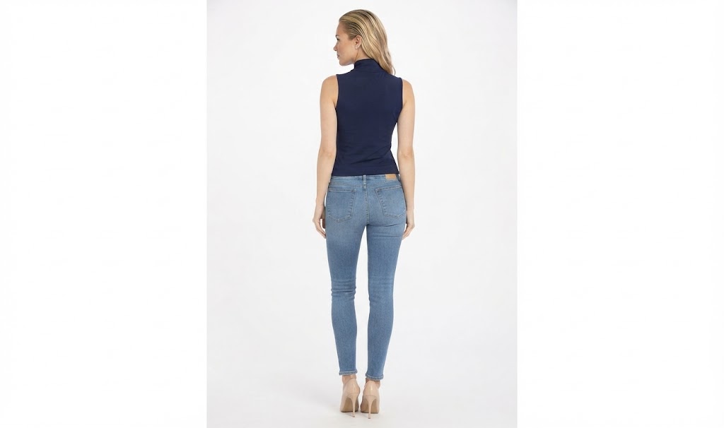 Premium Fit Dik Yaka Modal Kumaş Kolsuz Lacivert Body