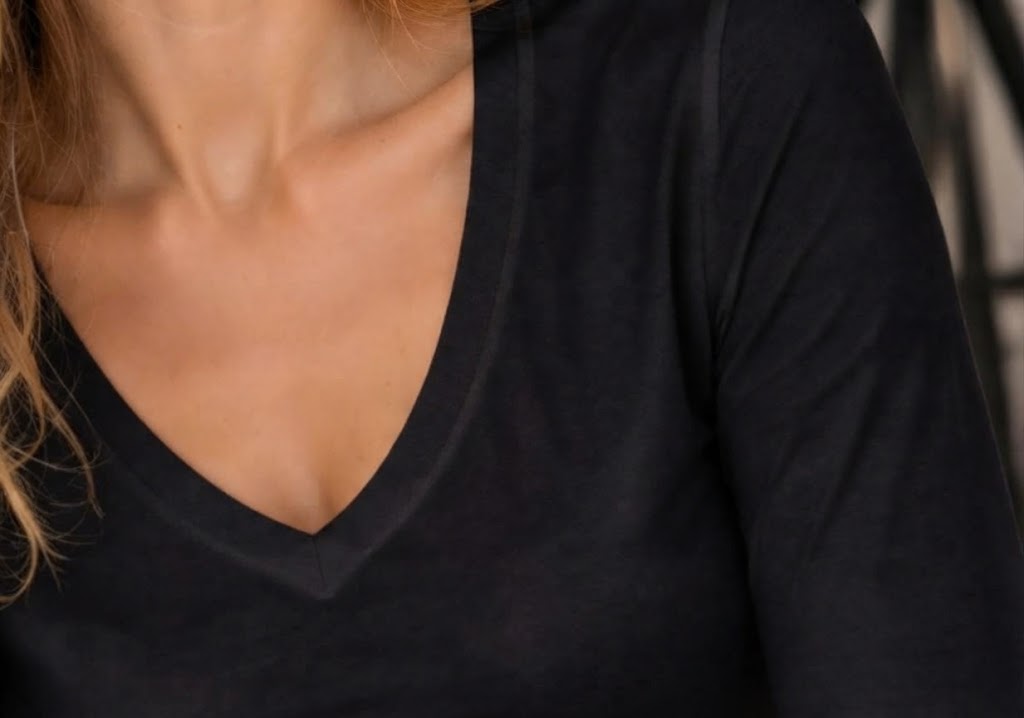 Premium Relax Fit V Yaka Uzun Kollu Tişört Siyah