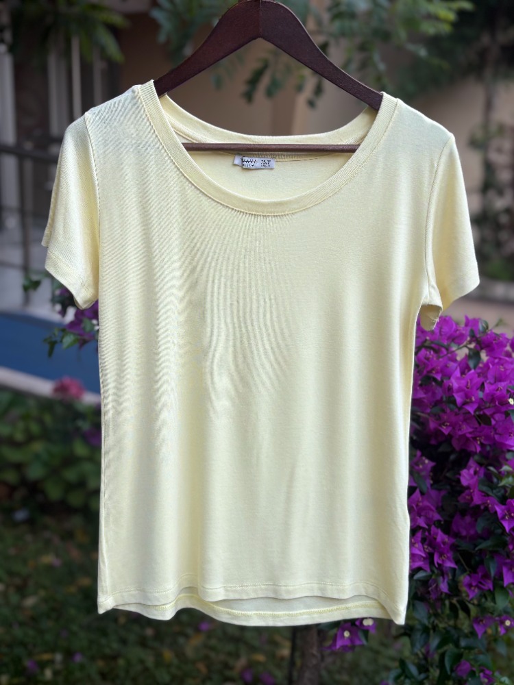 Premium Relax Fit Oval Yaka Tişört Sarı