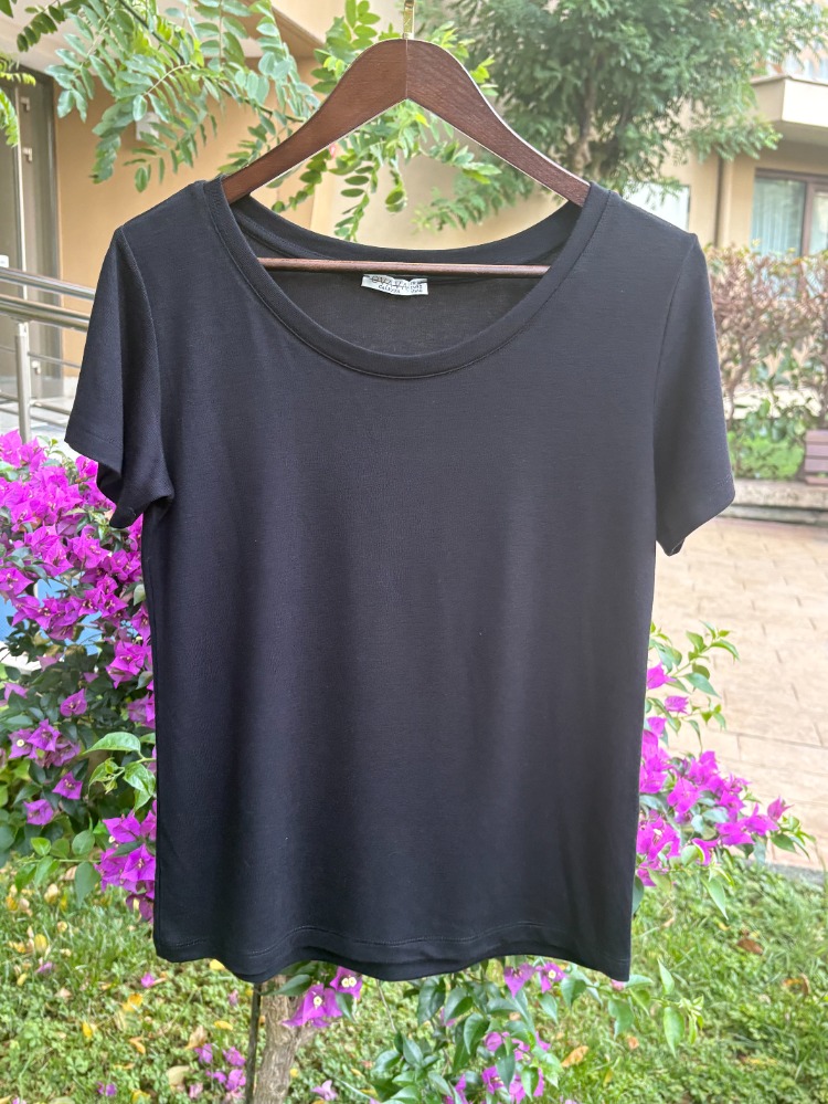 Premium Relax Fit Oval Yaka Tişört Siyah