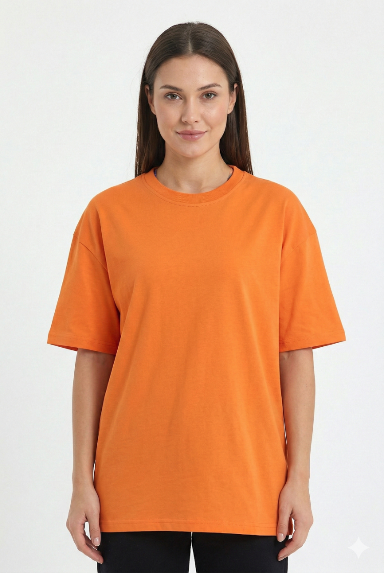 Premium Essential Unisex Turuncu Yarım Oversize Tişört